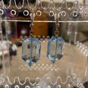 Blue plastic earrings the balls glass